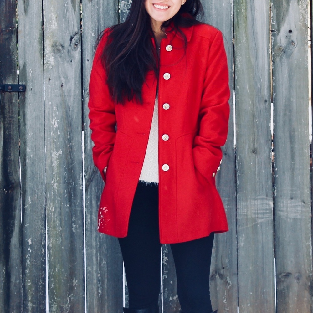 Jessica Simpson Red Pea Coat (M)